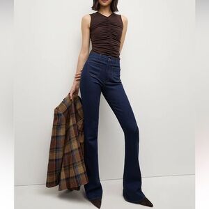 Veronica Beard Dark Blue Beverly High Rise Flare Jeans Rodeo Clean NWT Size 29